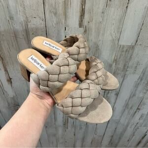 Kell Parker Micaela Tan Braided Heels Sandals Neutral Block Heel